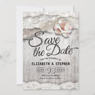 Rustikale Hochzeitshälfte aus Holz aus Burlap Lace Save The Date