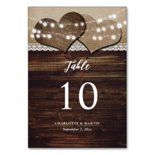 Rustikale Hochzeitsheizung aus Holz Tischnummer