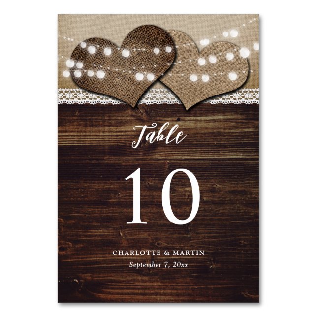Rustikale Hochzeitsheizung aus Holz Tischnummer (Vorderseite)