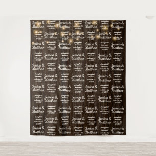 Rustikale Hochzeitshintergrund Schritt und Banner Wandteppich