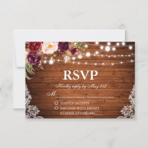 Rustikale Hochzeitsholz-UAWG RSVP Karte