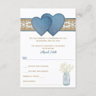 Rustikale Hochzeitskarte   Denim, Lace, Burlap Einladung