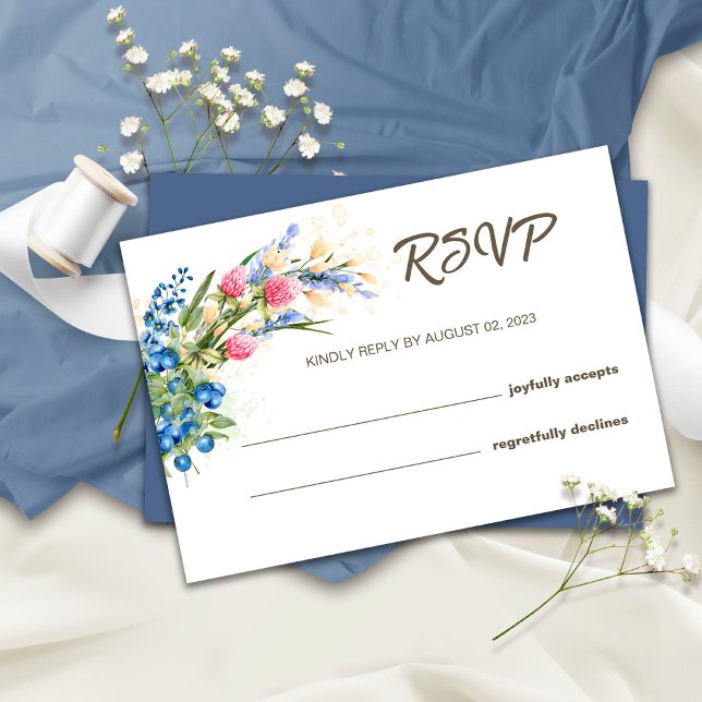 Rustikale Hochzeitskarte für Wildblumen und Bluebe RSVP Karte (Von Creator hochgeladen)