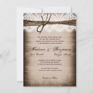 Rustikale Hochzeitskarten aus Scheunenholz mit Spi Einladung