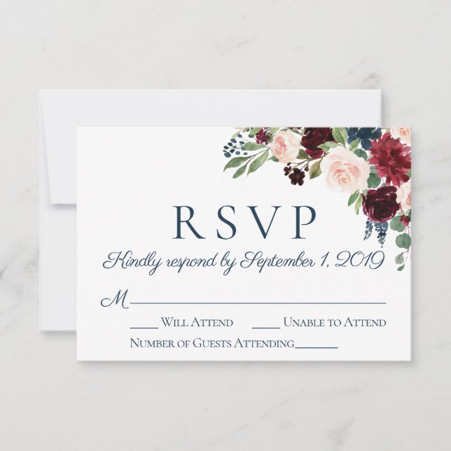 Rustikale Hochzeitskarten der Marine und der Marsa RSVP Karte (Vorderseite)