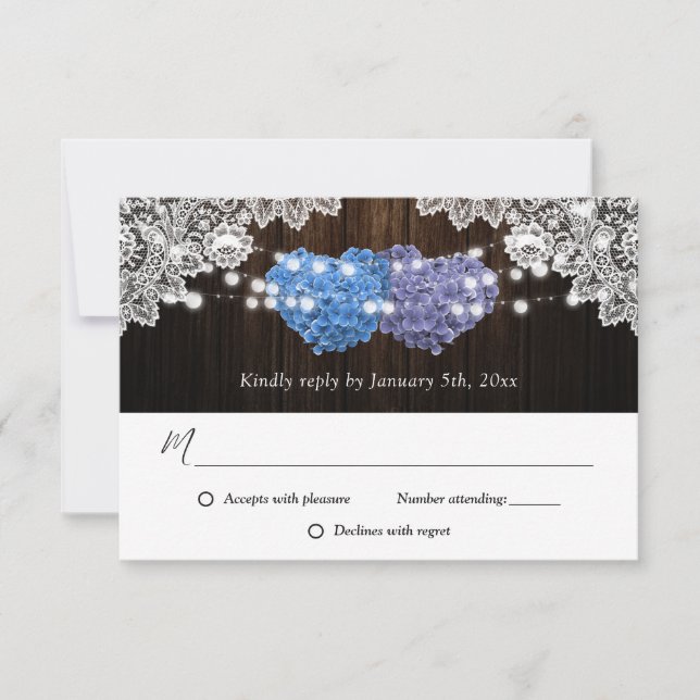 Rustikale Hochzeitskarten mit Lila Blüte RSVP Karte (Vorderseite)