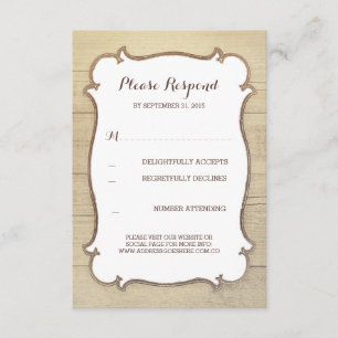 Rustikale Hochzeitskarten RSVP Karte