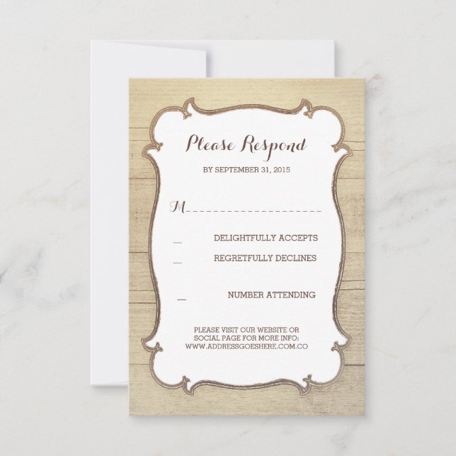 Rustikale Hochzeitskarten RSVP Karte (Vorderseite)