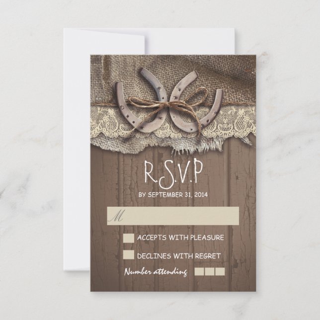 Rustikale Hochzeitskarten RSVP Karte (Vorderseite)