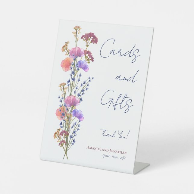 Rustikale Hochzeitskarten und Geschenke aus Acrylb Sockelschild (Vorderseite)