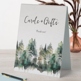 Rustikale Hochzeitskarten und Geschenke für Wasser Tischaufsteller