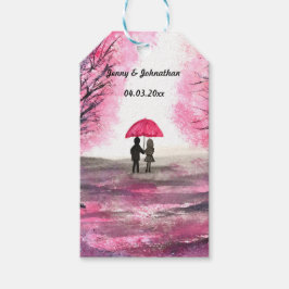 Rustikale Hochzeitskoppel Liebe Kirschblüten Geschenkanhänger