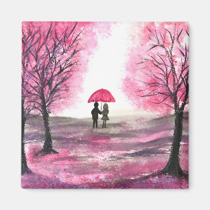 Rustikale Hochzeitskoppel Liebe Kirschblüten Magnet