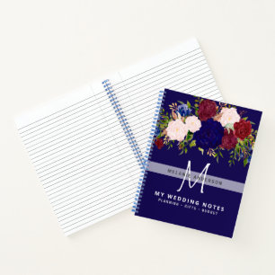 Rustikale Hochzeitsplanung in Burgund, Blau-Rosa Notizbuch