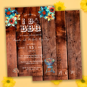 Rustikale Hochzeitsprobe im Hinterhof BBQ I Do Einladung