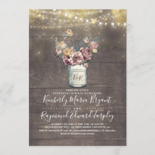 Rustikale Hochzeitsprobe im Zeichen von Mauve und Einladung