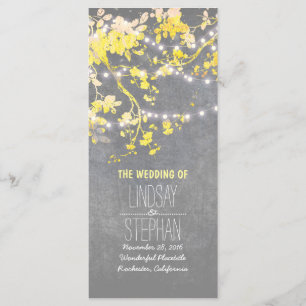 Rustikale Hochzeitsprogramme für Graue und Gelbe Z Programm