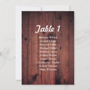 Rustikale Hochzeitssitzkarte. Holzplan Einladung