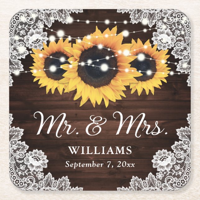 Rustikale Hochzeitssonne aus Holz Rechteckiger Pappuntersetzer (Vorderseite)