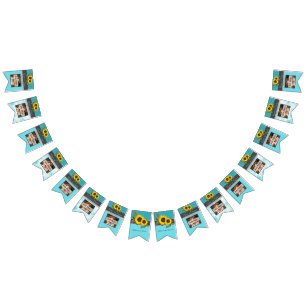 Rustikale Hochzeitssonnenblume Aquamariner Holzgra Wimpelkette