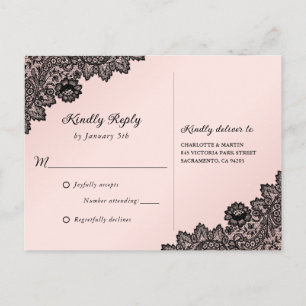 Rustikale Hochzeitsszene RSVP mit schwarzer und bl Einladungspostkarte