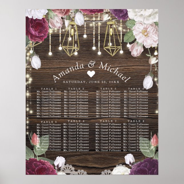 Rustikale Hochzeitstabelle Poster (Vorne)
