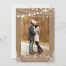 Rustikale Hochzeitstraßenbeleuchtung Save the Date