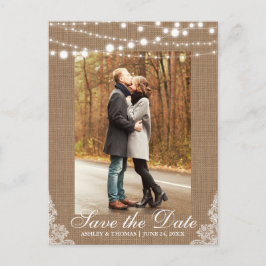 Rustikale Hochzeitstraßenbeleuchtung Save the Date Ankündigungspostkarte