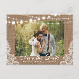 Rustikale Hochzeitstraßenbeleuchtung Save the Date Ankündigungspostkarte