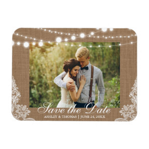 Rustikale Hochzeitstraßenbeleuchtung Save the Date Magnet