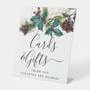 Rustikale Holly Berries Hochzeitskarten und Gesche Sockelschild