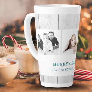 Rustikale Holz 3 Familienfoto-Collage Weihnachten Milchtasse