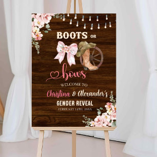 Rustikale Holz-Blumen-Stiefel oder -Schleifen Gesc Poster