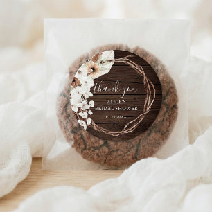 Rustikale Holz-Boho-Florale Brautparty Runder Aufkleber