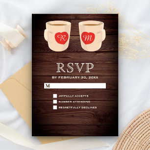 Rustikale Holz-Coffee-Mugs RSVP Karte