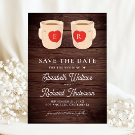 Rustikale Holz-Coffee-Tassen für die Hochzeit Save The Date