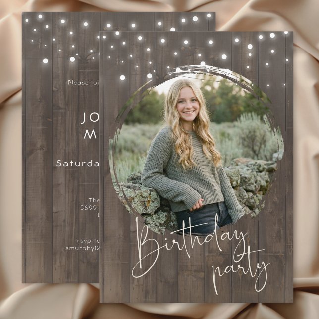 Rustikale Holz-Foto-Geburtstagsfeier Scheune Einladung (Rustic Barn Wood Photo Birthday Party Invitation)