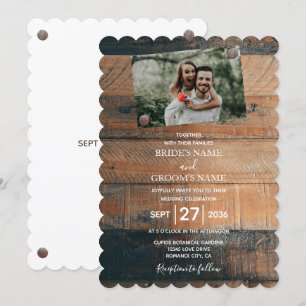 Rustikale Holz-Foto-Hochzeitseinladungen Einladung