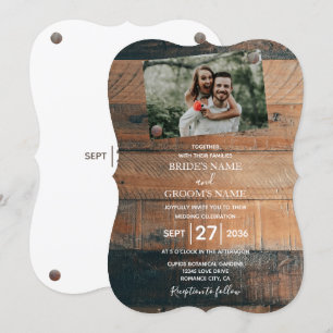 Rustikale Holz-Foto-Hochzeitseinladungen Einladung