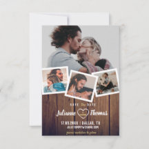 Rustikale Holz-Fotocollage Elegante Hochzeit Save