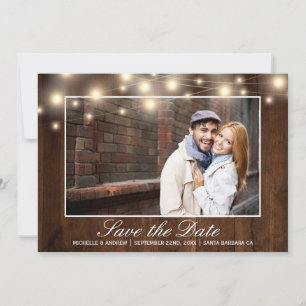 Rustikale Holz-Fotolichterkette   Save the Date