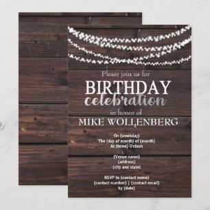 rustikale Holz-Geburtstag laden Einladung