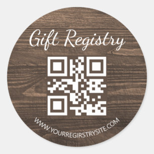 rustikale Holz-Geschenkliste QR-Code Baby-Party Runder Aufkleber