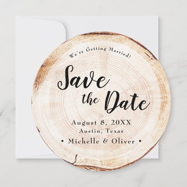 Rustikale Holz-Hochzeit Save the Date benutzerdefi Einladung (Vorderseite)