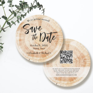 Rustikale Holz-Hochzeit Save-the-Date-Karte mit We Einladung
