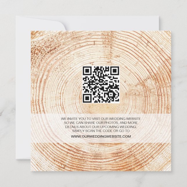 Rustikale Holz-Hochzeit Save-the-Date-Karte mit We Einladung (Rückseite)