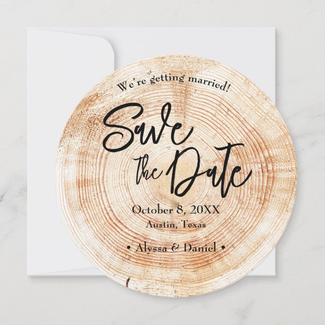 Rustikale Holz-Hochzeit Save-the-Date-QR-Code Einladung (Vorderseite)