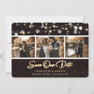 Rustikale Holz-Hochzeitsfoto-Save-the-Date-Karte Save The Date