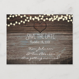 Rustikale Holz-Hochzeitspostkarte 'Save The Date' Ankündigungspostkarte