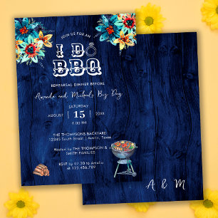 Rustikale Holz-Hochzeitsprobe im Garten I Do BBQ Einladung